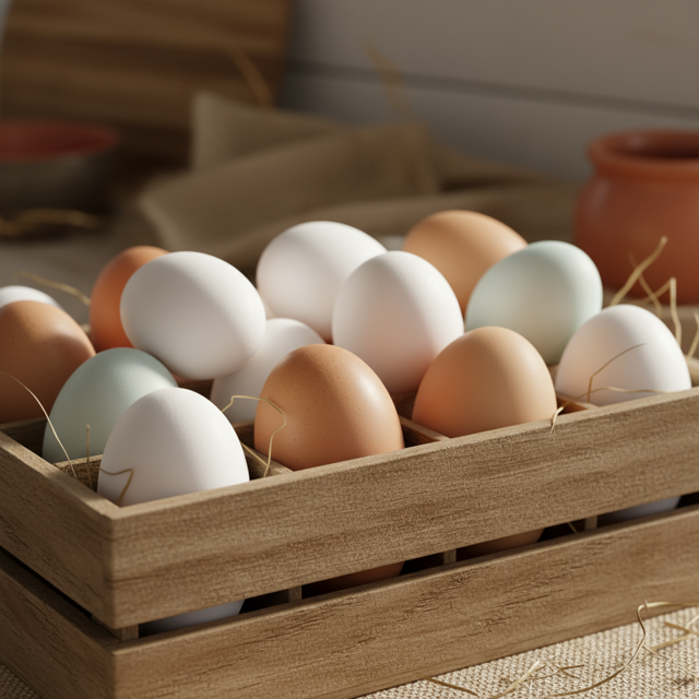 Œufs frais de poules de Race Boîte de 18